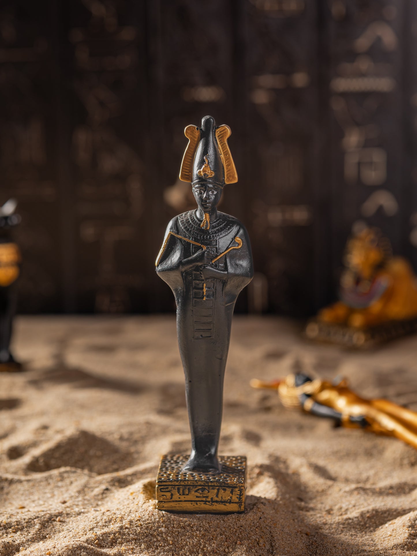 Ancient Egyptian Deity Statue – Antique Black & Gold Finish